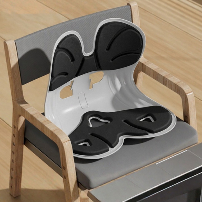 자세교정 방석 의자 허리받침 등받이 쿠션 척추 골반 지지, 블랙