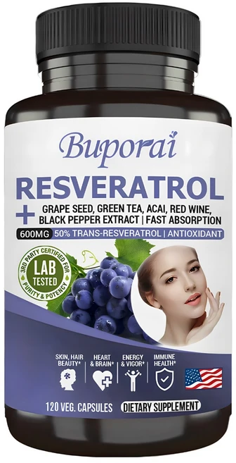 레스베라트롤 1200mg 보충제 - 트랜스 레스베라트롤 50% 빠른 흡수 항산화제 - 아사이베리 포도씨 레드와인 추출물 - 노화 방지 피부 미용 광채 에너지 활력 두뇌 심장 면역, 1개, 60정 - 쿠팡