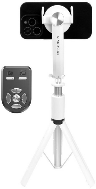[Zoom 기능] 내셔널 리 코리아 맥세이프 오토 블루투스 셀카봉 삼각대 맥포드 PRO V3 줌인 Zoom out 포토 비디오 원터치 Switching, V3 화이트