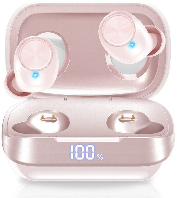 DAICOO 커널형 무선 블루투스 이어폰 ENC 노이즈 캔슬링 T08, 핑크
