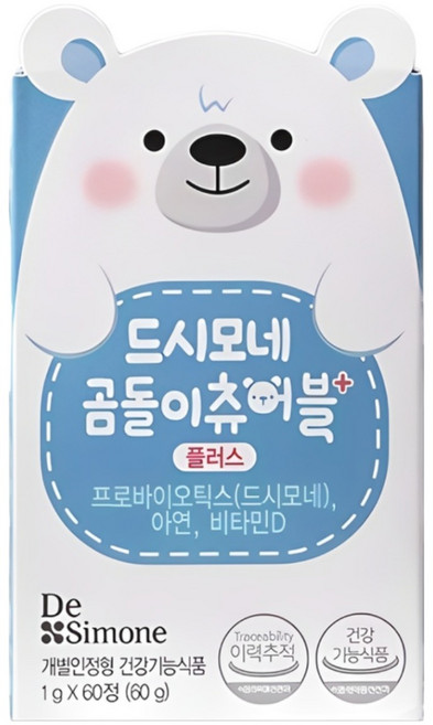 드시모네 곰돌이 츄어블 플러스 유아유산균, 60정, 4개