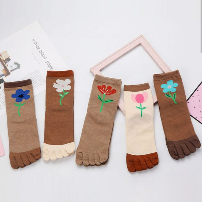 인기만점 패션 플라워 여성 발가락양말 5종 5켤레세트