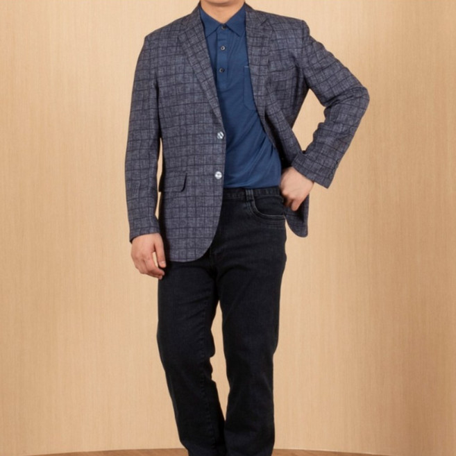 중년 남성 봄 여름 고급 고신축사 신사 와샤 콤비 자켓