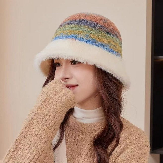 상류 지역 방한 레인보우 패션 여성 벙거지 모자