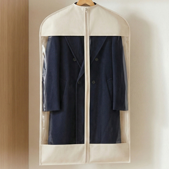 옷장 의류 커버 롱패딩 압축팩 먼지방지 보관함 오트밀 (110-130cm), 1개, 1개입