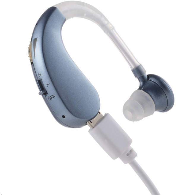 스위스 기술제휴 E-1 귀걸이 보청기 휴대용 충전식 미니 음성 증폭기, 2개, 오션블루(E-2)