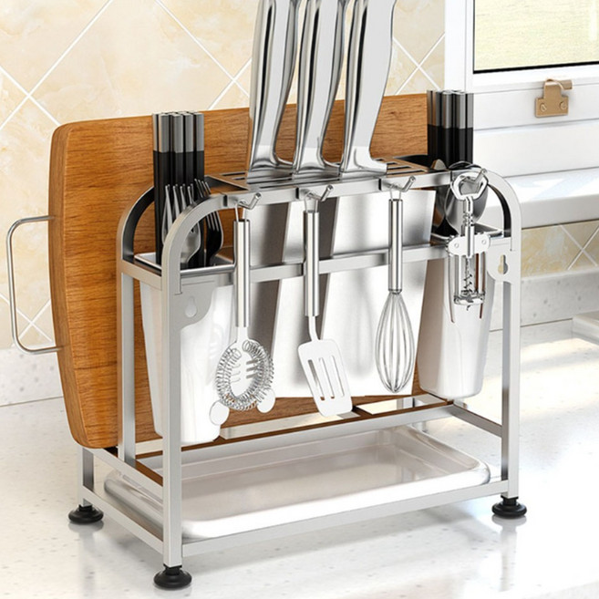 싱크대 304 스테인리스 칼꽂이, 1개, 실버 칼꽂이 수납함