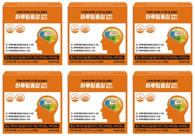 홍삼 녹용을 알약으로 먹는게 대세 집중력 체력 고등학생 수험생 직장인 종합 영양제 멀티비타민 기하루힘홍삼&옥타플러스, 6개, 60정 - 쿠팡