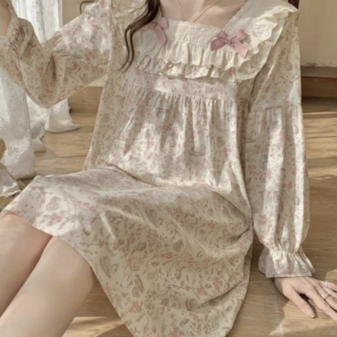 루비앤 소공녀 순면 레이스 프릴 유럽풍 공주 잠옷 원피스 홈웨어 파자마파티 임산부 잠옷