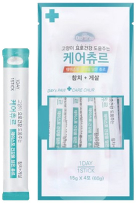 데이스포 고양이 케어츄르 참치 게살 15g x 4개입, 60g, 1개