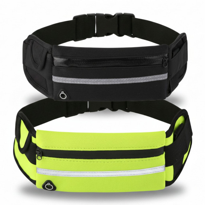 노비에 PRO 러닝 벨트 가방 와이드 플립, 2개, 올블랙+라임샷