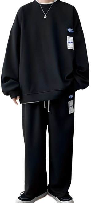 TIMEPURE 남성 빅사이즈 후드티+트레이닝팬츠 상하세트 와플무늬 캐주얼 트레이닝복 남성 후드티세트