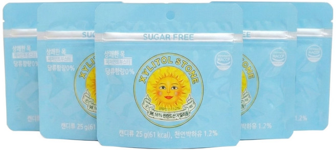 상쾌한 목 페퍼민트 부스터 자일리톨 스톤, 25g, 5개, 1개입