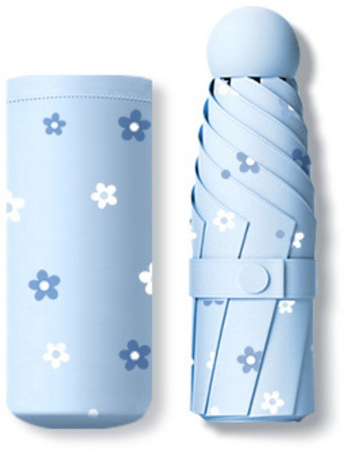 vsyoy 자외선차단 꽃무늬 미니 양산 초경량 UV 차단 우산 경용 +파우치 세트