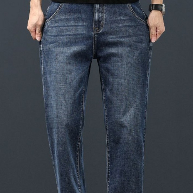 남성 사계절 청바지 편안한 루즈핏 남자 데일리 캐주얼 데님 바지