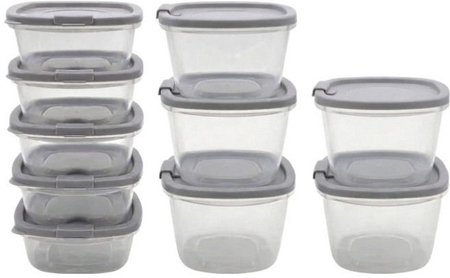 [증기배출] 킷테이 국산 전자레인지 냉동 밥 국 소분 용기 350ml+500ml, 10개, 그레이