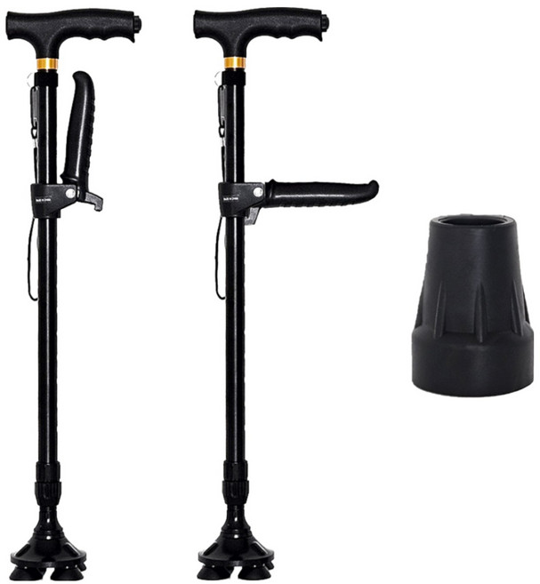 안전인증적합 세레누스 네발 지팡이 어르신, 1개, 블랙