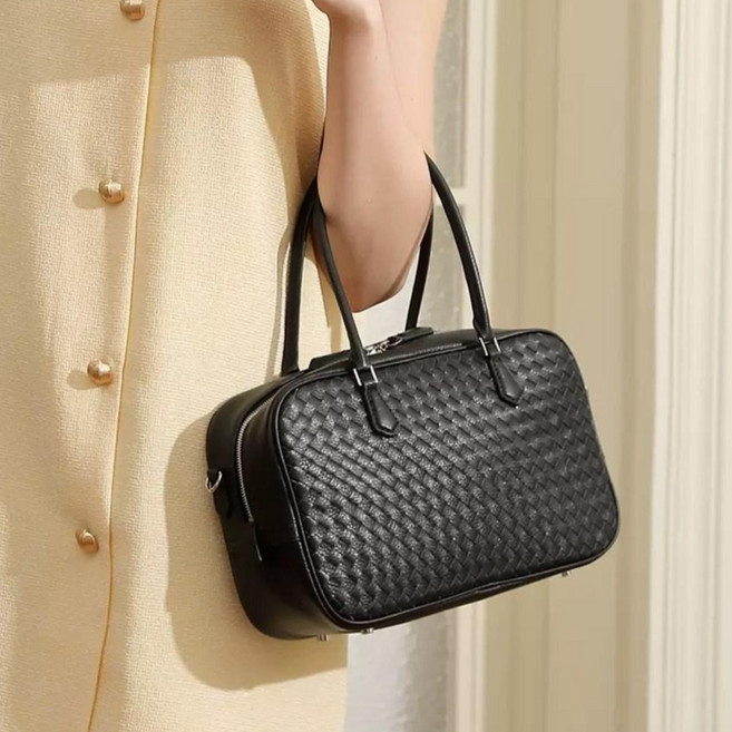 윤휘 여성 직장인 가방 데일리 출근 토트백 소가죽 위빙 숄더백