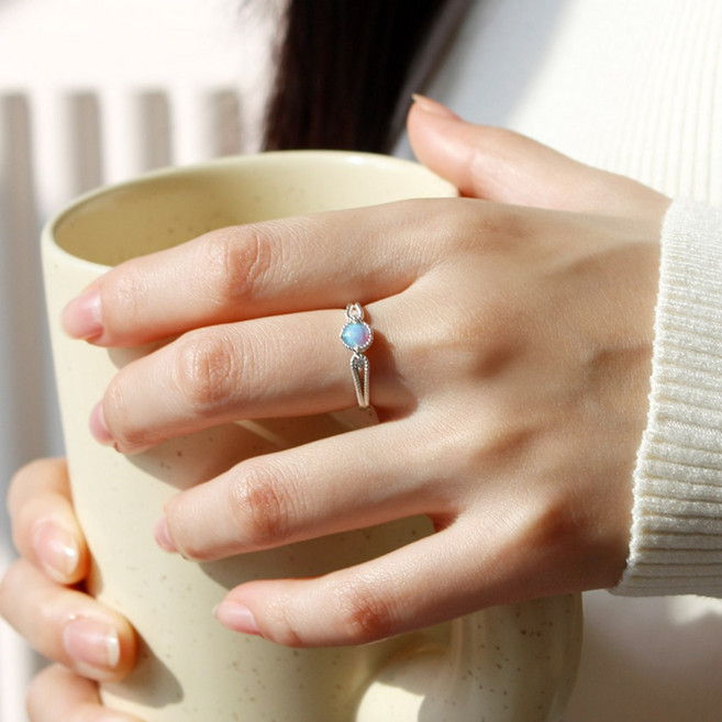 반지소 올랑 925실버 천연 원석 탄생석 여자 은반지