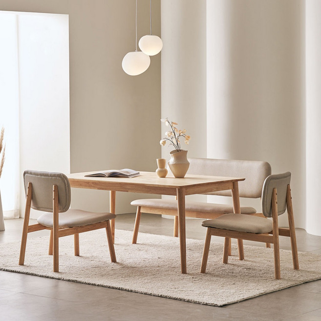 장인가구 칸토르모노 패밀리 원목 세라믹 4인 6인 낮은 식탁세트 1400/1600/1800, 퓨어화이트, 세라믹 6인 테이블 1800