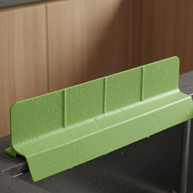 에스위두 물튀김 방지 처마 싱크대 물막이 높이 9cm M, 1개, 올리브그린