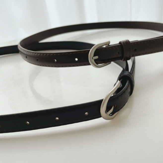 앤드버튼 무광 실버 버클 벨트 1+1