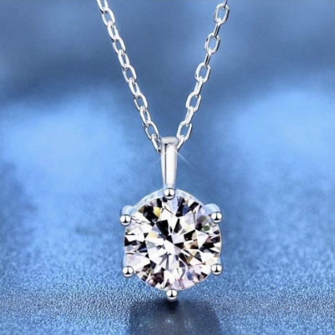 [랜덤 2캐럿 이벤트] 캐츠 블링블링한 모이사나이트 1캐럿 목걸이 6프롱 세팅 S925실버 GRA 감정서 포함 선물용 추천