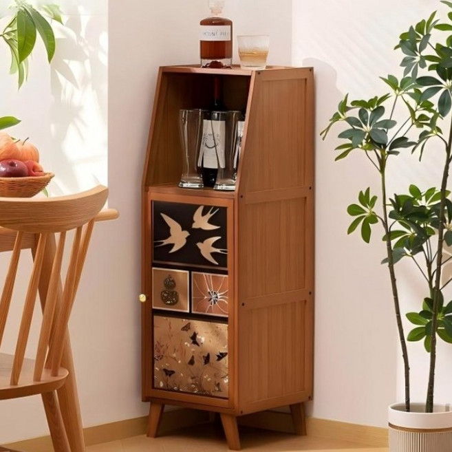 쿠리브 다용도 수납장 원목색 빈티지 수납선반 거실선반, 월넛