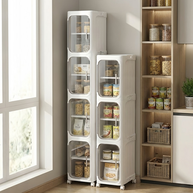 CUBBYCASE 슬림 접이식 틈새수납 바퀴형 다용도 방진 틈새 수납 캐비닛, White