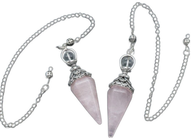 보스케 천연 원석 에너지 펜듈럼 크리스탈, 로즈쿼츠, 1개