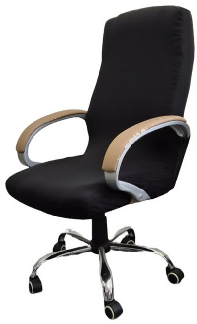 [사무용의자커버 L] 이지핏 사무용 의자 커버 5종 사무실 컴퓨터 책상 의자 리폼 천갈이 덮개 대 사이즈, 1개, 블랙