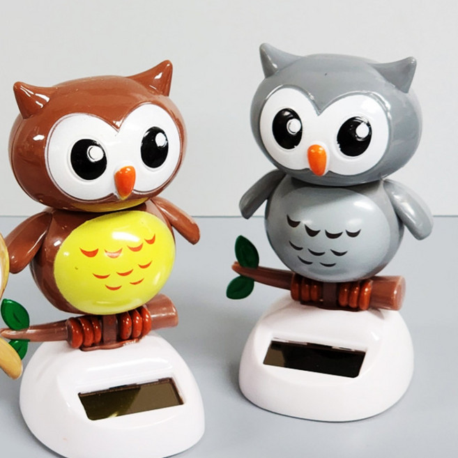 씨엠월드 태양열 흔들인형 노호혼 부엉이 색상선택 실내장식 인테리어소품 소품, 1개, 그레이