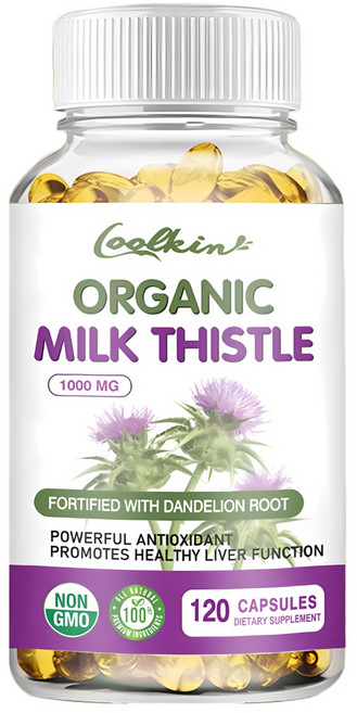 유기농 밀크시슬 - 간 기능 개선 소화 및 정화 회복 항산화, 1개, 120정