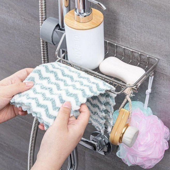 샤워봉 선반 욕실 무타공 샤워기 수납 거치대 걸이 받침대, 스텐, 1개