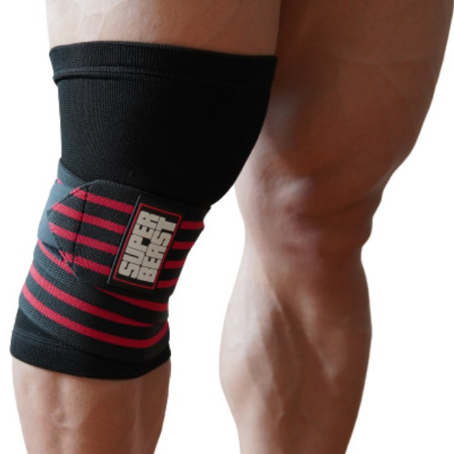 슈퍼비스트 무릎보호대 [파워] 좌우한쌍 김성환헬스 SUPERBEAST KNEE 한쌍동봉, 레드라인, 1세트