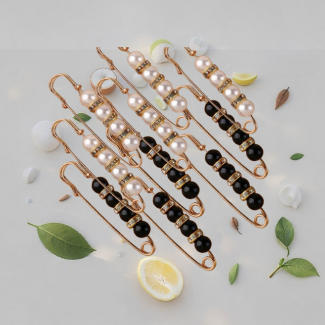 쥬커머스 예쁜 허리 조절 클립 브로치 옷핀, 10개, 블랙+화이트