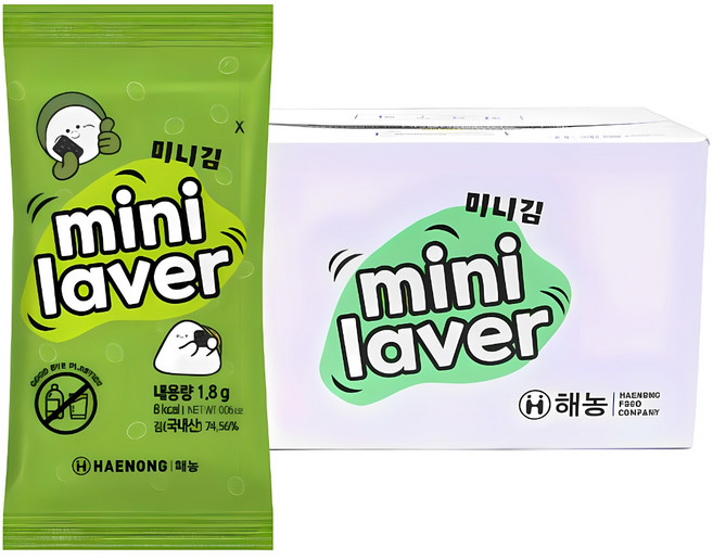 해농 미니김 에코패키지 1.8g 480봉 무트레이 조미김, 480개