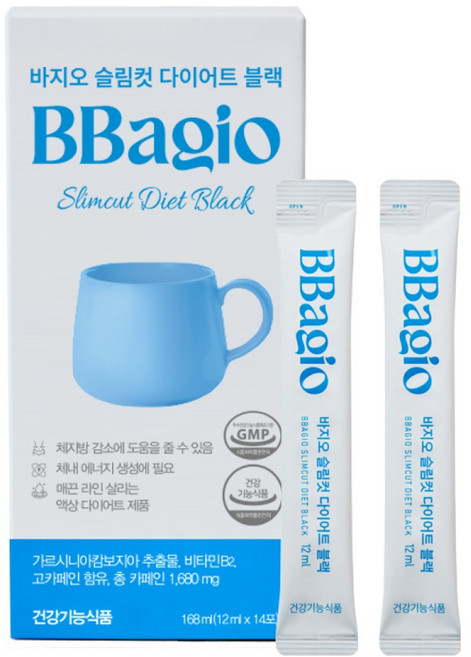 바지오 슬림컷 다이어트 블랙 체지방 감소 아메리카노맛 체중조절 붓기관리 식이섬유 건강기능식품 액상 프리미엄 커피 가르시니아 뱃살 다이어트 보조제 붓기 관리, 14개, 12ml