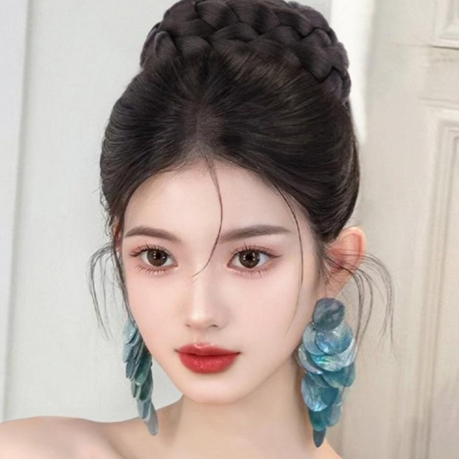 하이유니 엘레강스 프린세스 똥머리 만두머리 당고머리 가채 올림 머리 헤어 피스 부분 가발, #2, 1개