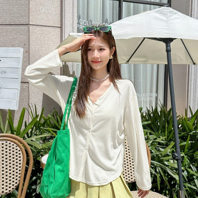 알렌 봄여름 여성용 브이넥 니트 가디건 빅사이즈 (44~77)