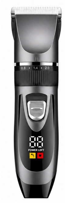 家用理髮器 成人嬰兒理髮器 充電式電動理髮刀, 14_灰色數顯標配送禮品+平剪+牙剪+備用刀頭+備用鋰電池:如圖