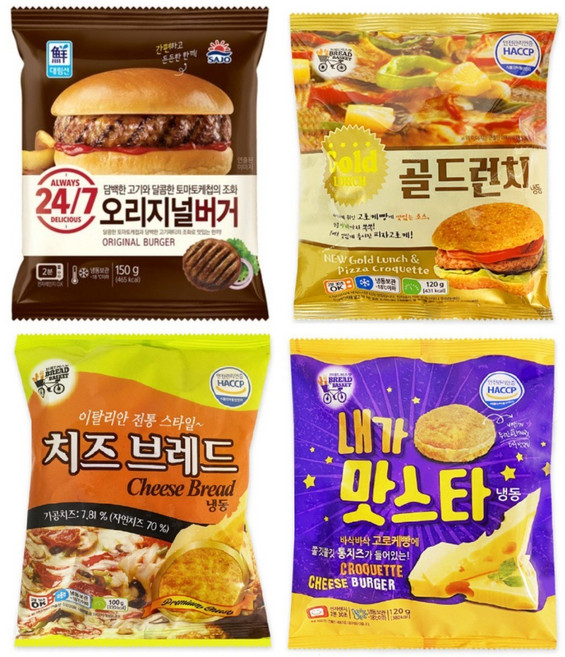 [푸드원스토어]매점빵 햄버거 4종 세트, 1세트