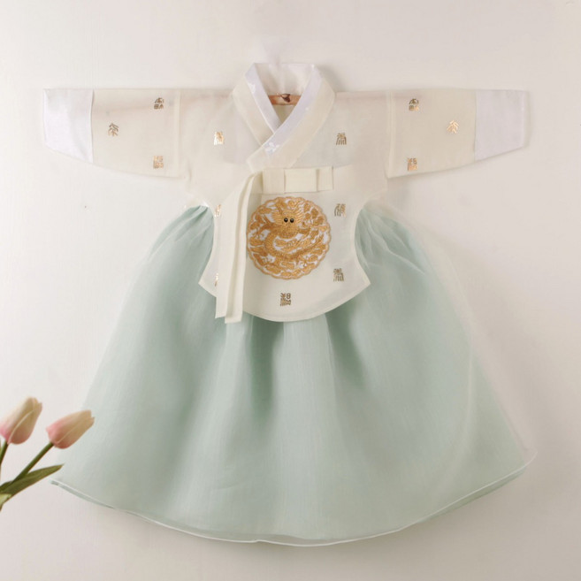 여아 한복 아동 한복 국산 전통 고급 유아 민트 백일 자매 시스루 어린이 설빔 돌한복