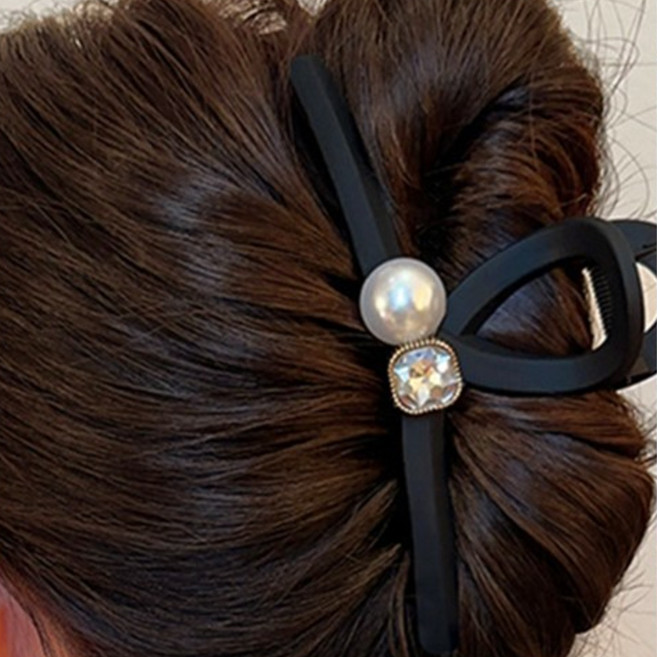 [1+1] 13cm 빅사이즈 집게핀 2개세트 네임텍 진주 큐빅 여성 올림머리 헤어핀
