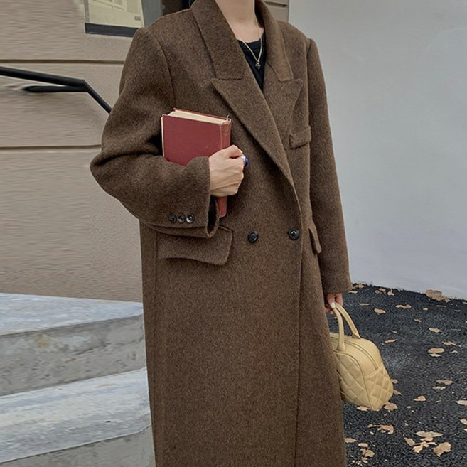 ZAJA 여성 울 코트 루즈핏 정장 고급진 롱 트렌치코트