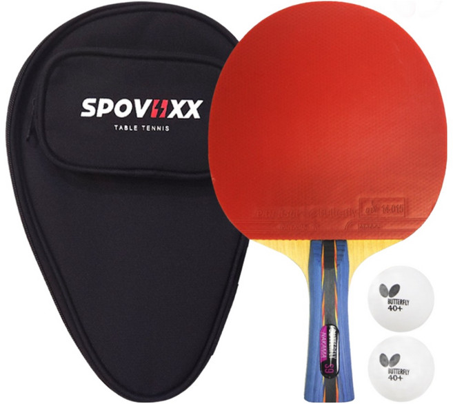버터플라이 탁구라켓 쉐이크 핸드 양면 NAKAMA S-9 + 스포빅스 케이스, 1개