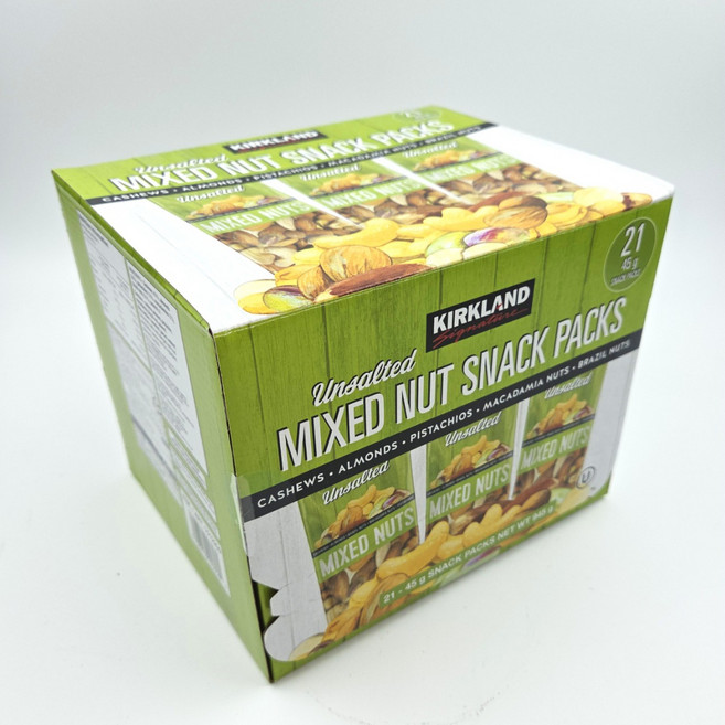 <식자재랜드>코스트코 무염견과 스낵팩 0.96kg 커클랜드 하루견과, 945g, 21개