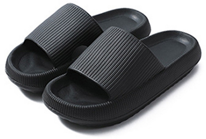 RTXSPORTS 1+1 슬리퍼 거실화 층간소음방지 말랑말랑 쿠션 홈 실내화, 블랙, 1개