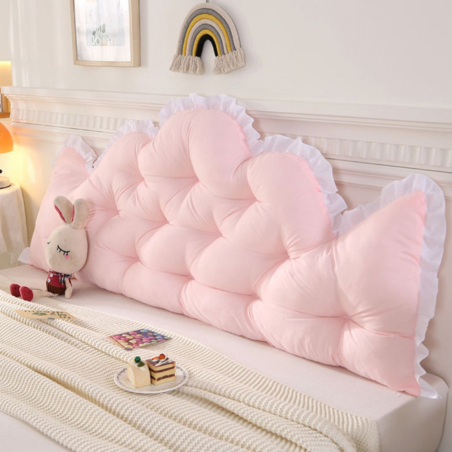 패션플래시 헤드쿠션 대형 프릴 등받이쿠션 공주스타일 침대 쿠션 허리보호 침대쿠션, 베이비핑크