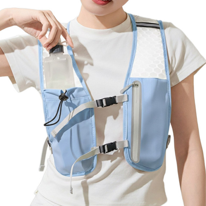 루크 남녀공용 트레일 러닝 조끼 트레킹 백팩 경량 등산 베스트 아웃도어 초경량 가방 남성 여성 여름 마라톤 배낭 멀티포켓 지퍼 반사판 여행 가을 조깅, 스카이